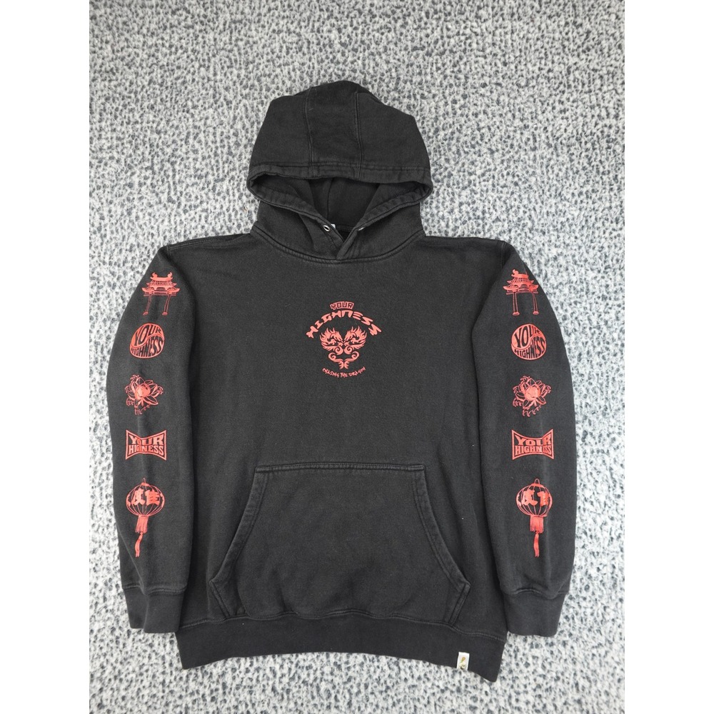 Your Highness Hoodie Mens Large Black Chasing The Dragon Graphic Streetwear